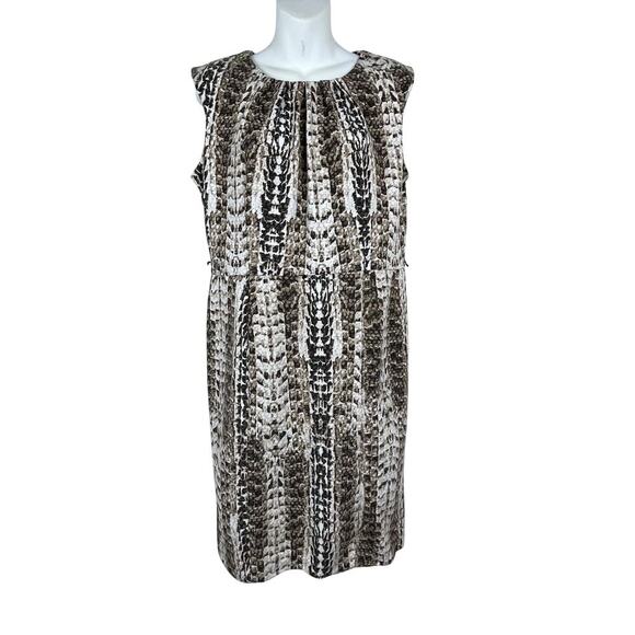 Dana‎ Buchman Shift Dress Size 10 Sleeveless Brown White Reptile Print - Picture 1 of 7